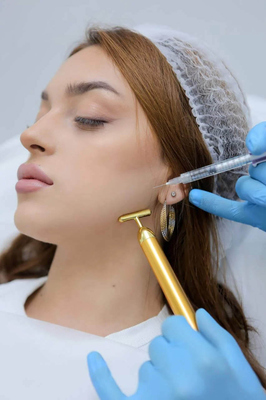 Profile view during a facial treatment